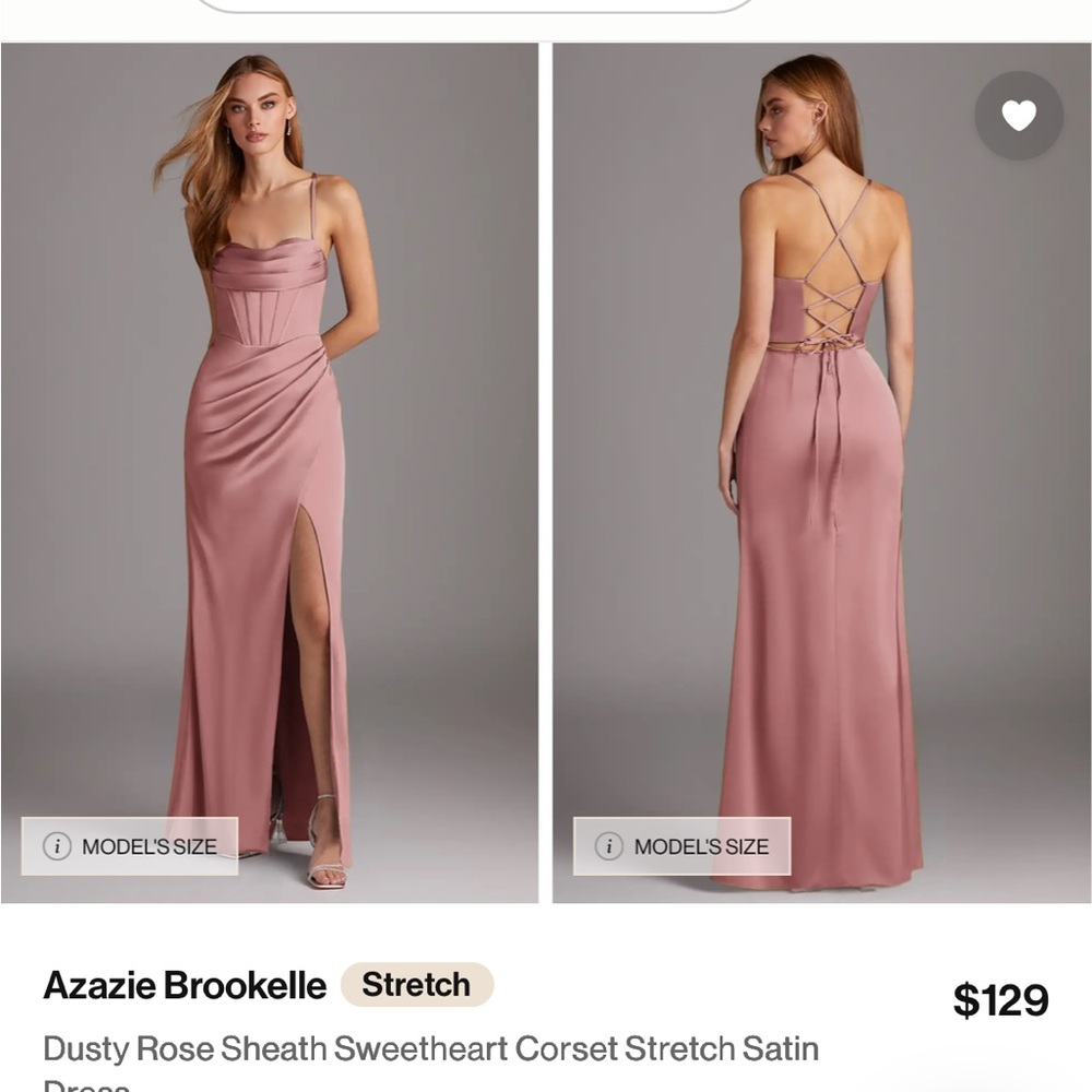 Azazie Brookelle Backless Dusty Rose Gown size 18 stretch satin